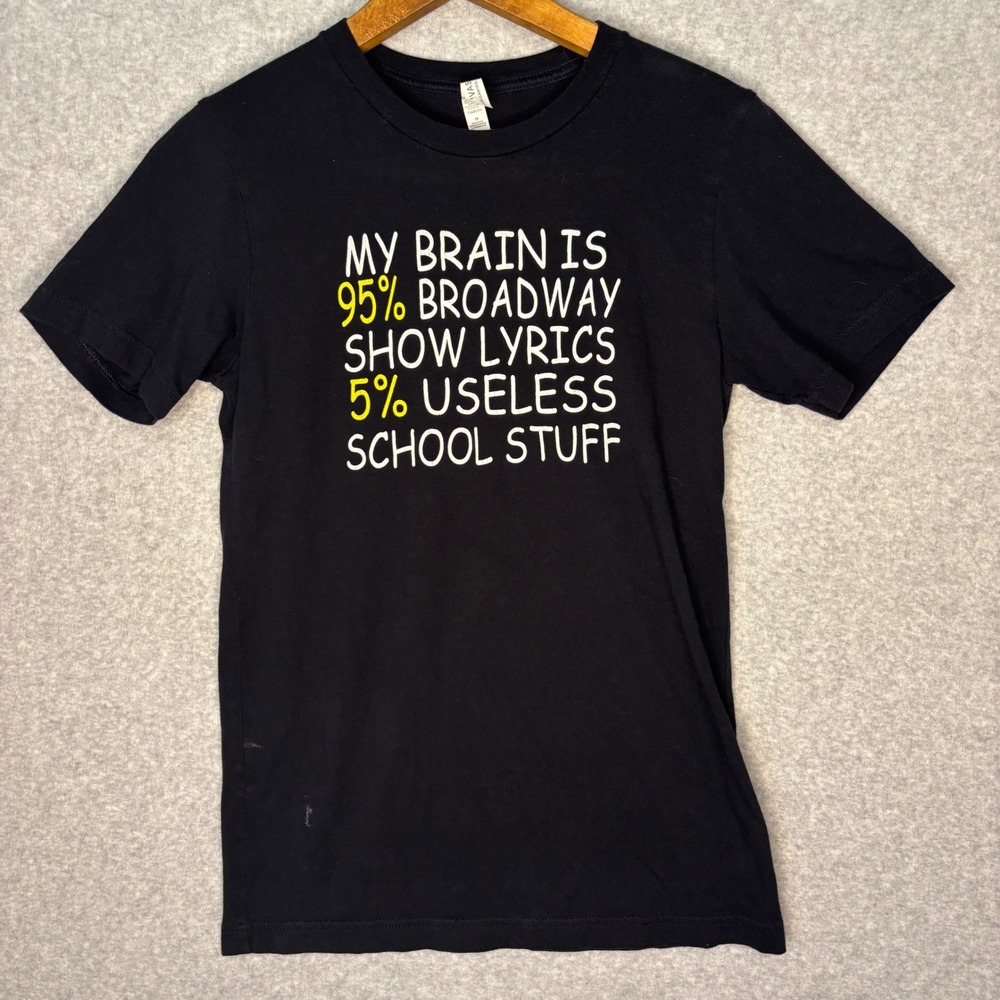 Broadway Women's T-Shirt Small Black Tee Short Sleeve School Theatre Kid Funny